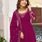 Embroidered Faux Georgette Gown Set