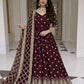 Embroidered Faux Georgette Gown Set with Dupatta