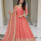Embroidered Faux Georgette Gown Set with Dupatta