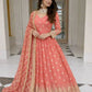 Embroidered Faux Georgette Gown Set with Dupatta