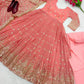 Embroidered Faux Georgette Gown Set with Dupatta