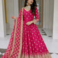 Embroidered Faux Georgette Gown Set with Dupatta