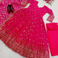 Embroidered Faux Georgette Gown Set with Dupatta