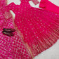 Embroidered Faux Georgette Gown Set with Dupatta