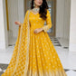 Embroidered Faux Georgette Gown Set with Dupatta
