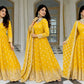 Embroidered Faux Georgette Gown Set with Dupatta