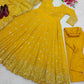 Embroidered Faux Georgette Gown Set with Dupatta