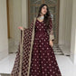 Embroidered Faux Georgette Gown Set with Dupatta