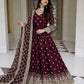 Embroidered Faux Georgette Gown Set with Dupatta