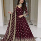 Embroidered Faux Georgette Gown Set with Dupatta