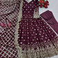 Embroidered Faux Georgette Gown Set with Dupatta