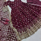 Embroidered Faux Georgette Gown Set with Dupatta