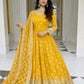 Embroidered Faux Georgette Gown Set with Dupatta