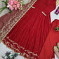 Embroidered Faux Georgette Gown Set with Organza Dupatta for Wedding and Festive Wear