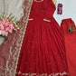 Embroidered Faux Georgette Gown Set with Organza Dupatta for Wedding and Festive Wear