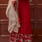 Embroidered Faux Georgette Gown Set with Organza Dupatta for Wedding and Festive Wear