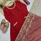 Embroidered Faux Georgette Gown Set with Organza Dupatta for Wedding and Festive Wear