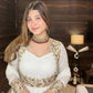 Embroidered Faux Georgette Gown Set with Pant, Dupatta and Jacket
