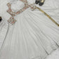 Embroidered Faux Georgette Gown Set with Pant, Dupatta and Jacket