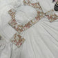 Embroidered Faux Georgette Gown Set with Pant, Dupatta and Jacket