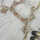 Embroidered Faux Georgette Gown Set with Pant, Dupatta and Jacket