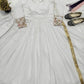 Embroidered Faux Georgette Gown Set with Pant, Dupatta and Jacket