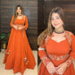 Embroidered Faux Georgette Gown Set with Pant, Dupatta and Jacket