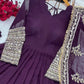 Embroidered Faux Georgette Gown with Dupatta