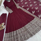Embroidered Faux Georgette Gown with Dupatta