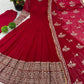 Embroidered Faux Georgette Gown with Dupatta