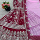 Embroidered Faux Georgette Gown with Lehenga Set