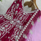 Embroidered Faux Georgette Gown with Lehenga Set