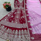 Embroidered Faux Georgette Gown with Lehenga Set