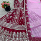 Embroidered Faux Georgette Gown with Lehenga Set