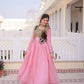 Embroidered Faux Georgette Gown with Velvet Koti Set