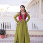 Embroidered Faux Georgette Gown with Velvet Koti Set