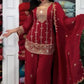 Embroidered Faux Georgette Kurta Palazzo Set With Dupatta