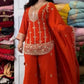 Embroidered Faux Georgette Kurta Palazzo Set With Dupatta