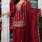 Embroidered Faux Georgette Kurta Palazzo Set With Dupatta