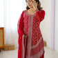 Embroidered Faux Georgette Kurta Palazzo Set With Dupatta