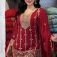 Embroidered Faux Georgette Kurta Palazzo Set With Dupatta