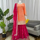 Embroidered Faux Georgette Kurta Palazzo Set with Dupatta for Festive and Party Wear