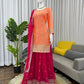 Embroidered Faux Georgette Kurta Palazzo Set with Dupatta for Festive and Party Wear