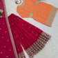 Embroidered Faux Georgette Kurta Palazzo Set with Dupatta for Festive and Party Wear