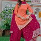 Embroidered Faux Georgette Kurta Palazzo Set with Dupatta for Festive and Party Wear