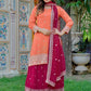 Embroidered Faux Georgette Kurta Palazzo Set with Dupatta for Festive and Party Wear