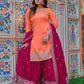 Embroidered Faux Georgette Kurta Palazzo Set with Dupatta for Festive and Party Wear