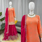 Embroidered Faux Georgette Kurta Palazzo Set with Dupatta for Festive and Party Wear