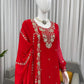 Embroidered Faux Georgette Kurta Plazzo Set