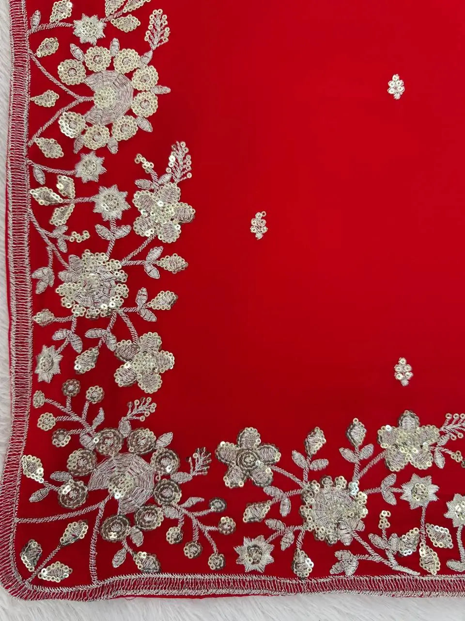 Embroidered Faux Georgette Kurta Plazzo Set